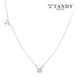 [TANDY] T Initial Zirconia Pendant Necklace TDN607S - Lightweight Stainless Steel, Comfortable Wear with Sparkling Zirconia Cubic Points for a Chic Touch